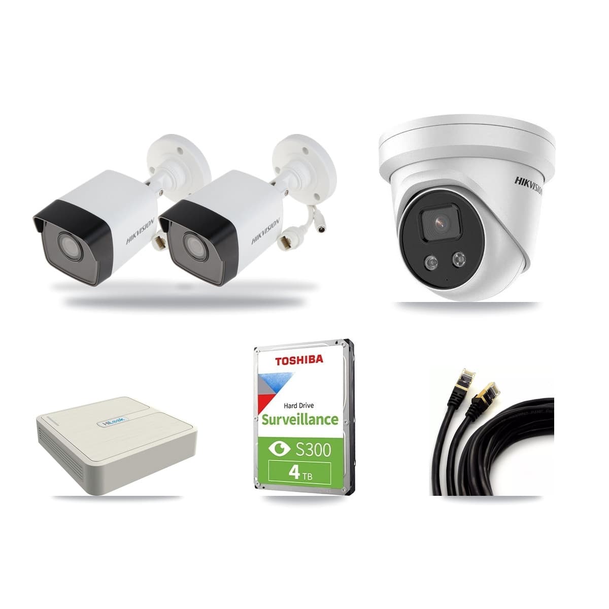 Hikvision & HiLook 8-Channel 5MP CCTV Kit — 2 Bullet + 1 Turret Cameras + 4TB Recording - Image 1
