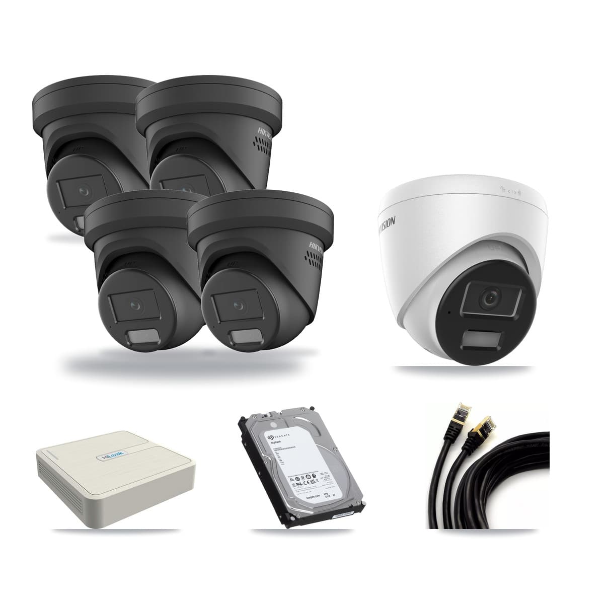 Hikvision & HiLook 8-Channel 4MP CCTV Kit — 1 DS-2CD1343G2 + 4 DS-2CD2347G2 Turret Cameras + 6TB Recording - Image 1
