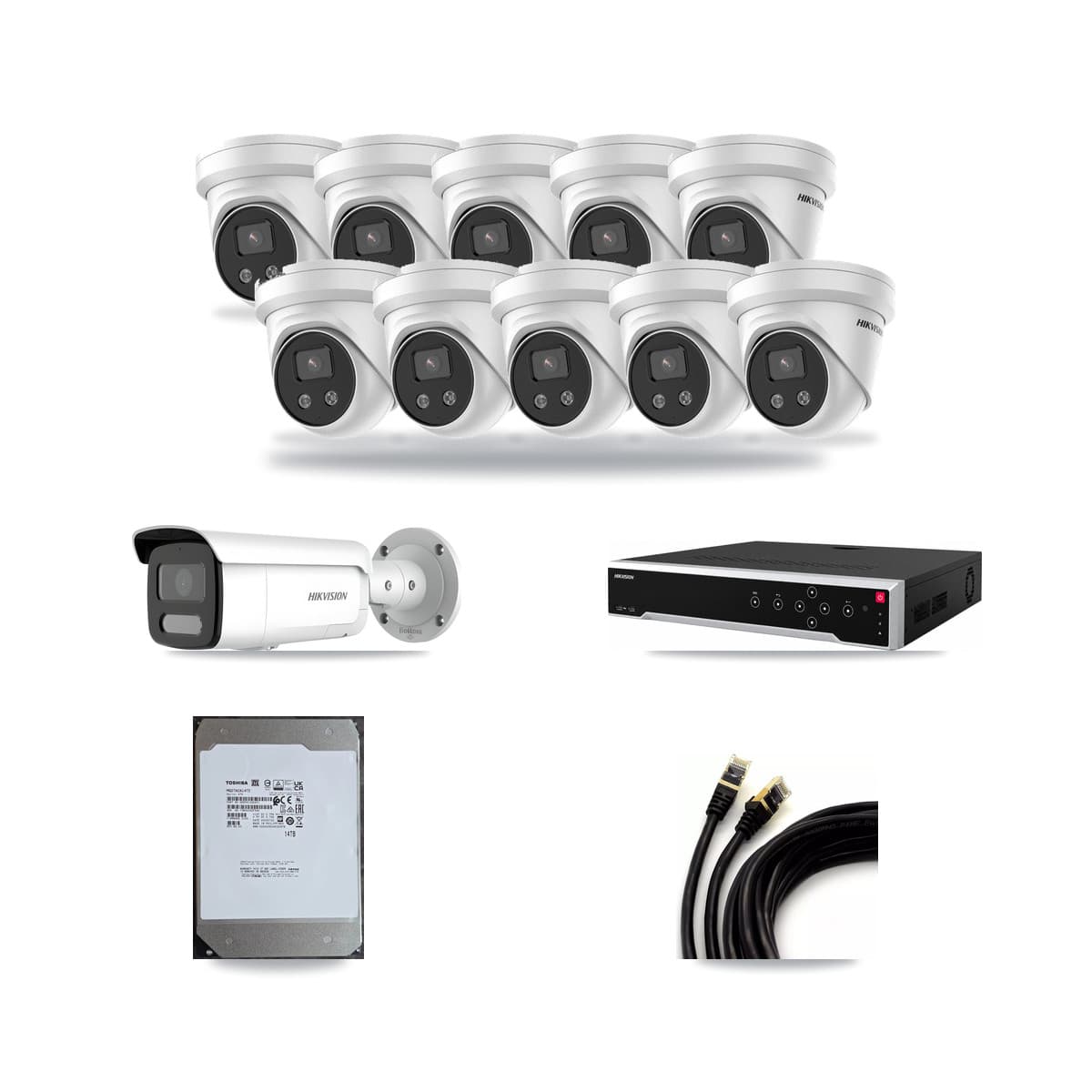Hikvision 32-Channel 4MP – 5MP CCTV Kit — 1 4MP Bullet + 10 5MP Turret Cameras + 14TB Recording - Image 1