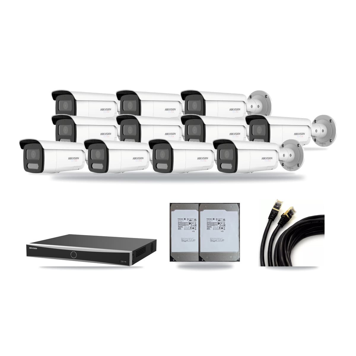 Hikvision 16-Channel 4MP – 4K CCTV Kit — 3 4MP + 8 4K Bullet Cameras + 2× 14TB Recording - Image 1