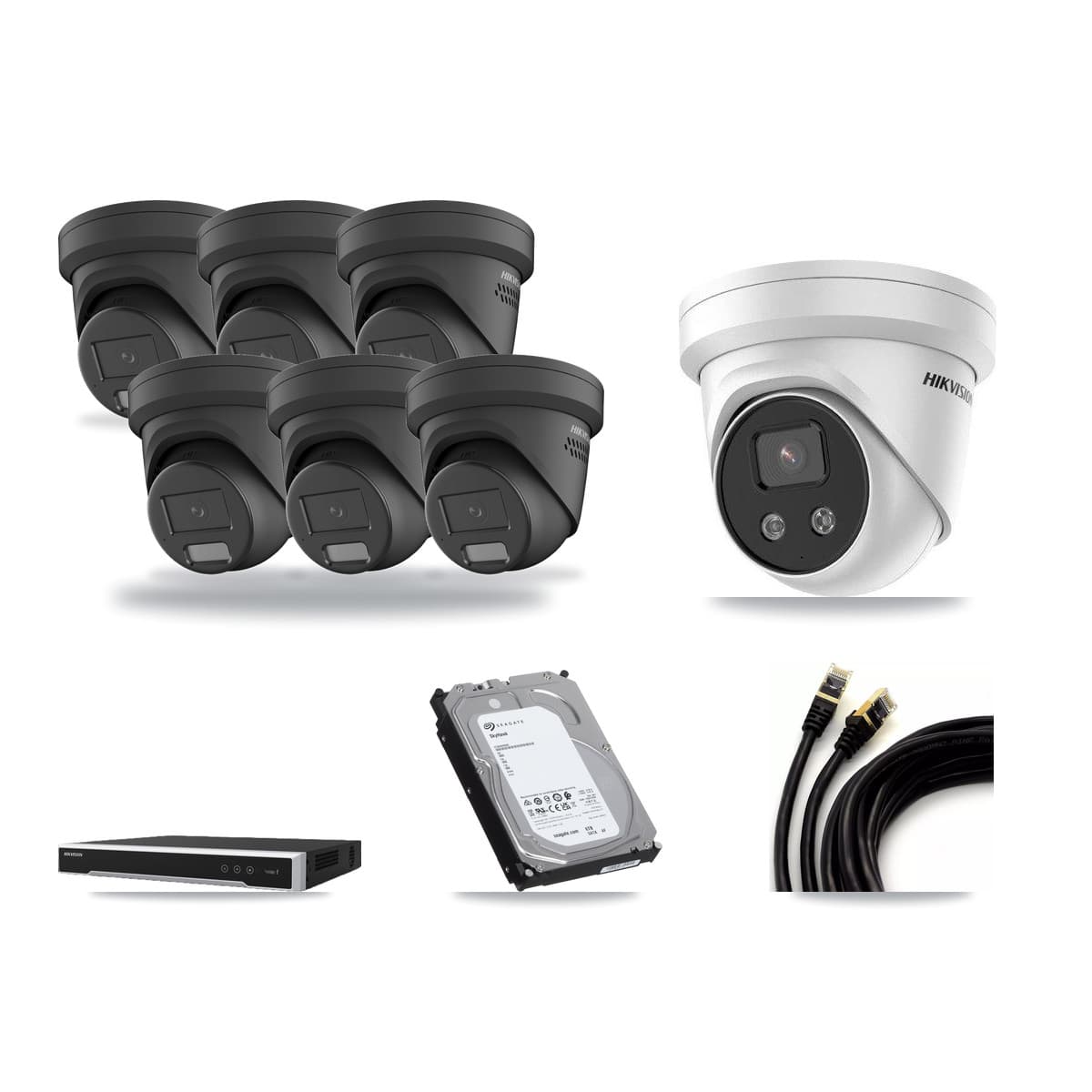 Hikvision 8-Channel 4MP – 5MP CCTV Kit — 6 4MP + 1 5MP Turret Cameras + 6TB Recording - Image 1