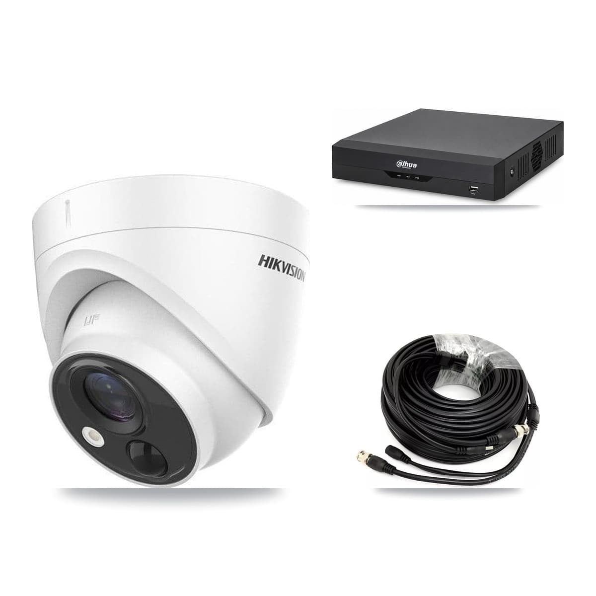 Hikvision & Dahua 4-Channel 5MP CCTV Kit — 2 DS-2CE71H0T Turret Cameras + 3TB Recording