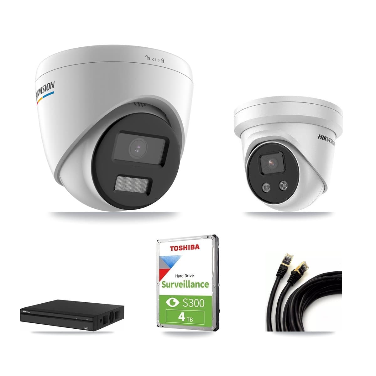 Hikvision & Prolux 4-Channel 2MP – 5MP CCTV Kit — 2 2MP + 2 5MP Turret Cameras + 4TB Recording