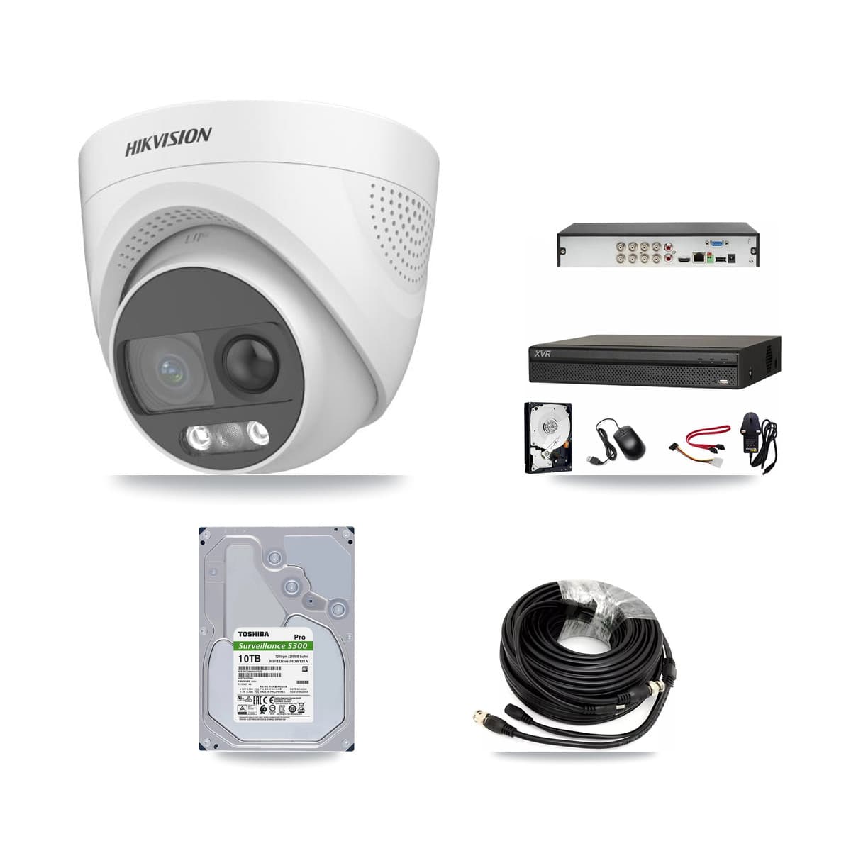 Hikvision & Dahua 8-Channel 5MP CCTV Kit — 6 DS-2CE72KF3T Turret Cameras + 10TB Recording