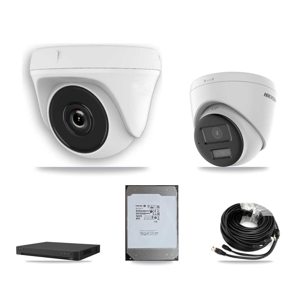 Hikvision 16-Channel 2MP – 4K CCTV Kit — 2 4K Turret + 6 White 2MP Dome Cameras + 14TB Recording