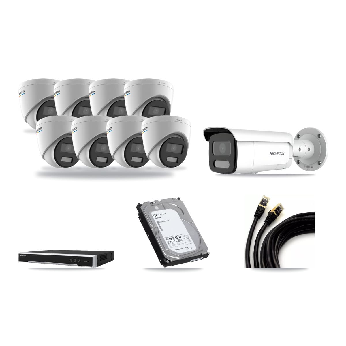 Hikvision 16-Channel 2MP – 4MP CCTV Kit — 8 2MP Turret + 1 4MP Bullet Cameras + 6TB Recording - Image 1