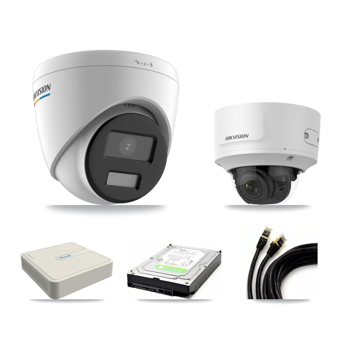Hikvision & HiLook 8-Channel 2MP CCTV Kit — 1 Turret + 1 Dome Cameras + 1TB Recording (NVR-108H-D Recorder)