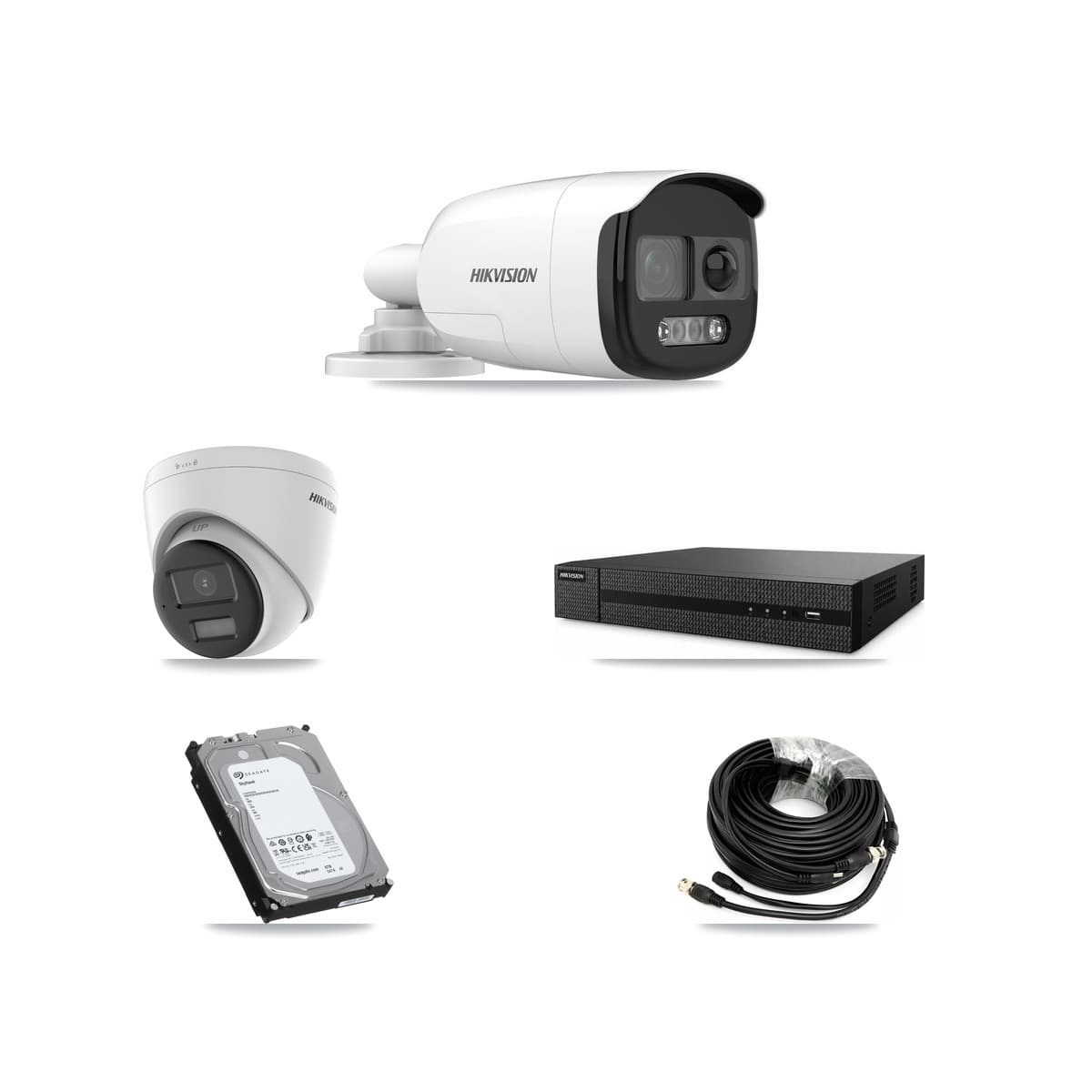 Hikvision 8-Channel 5MP – 4K CCTV Kit — 1 5MP Bullet + 1 4K Turret Cameras + 6TB Recording (DVR-8CH Recorder)