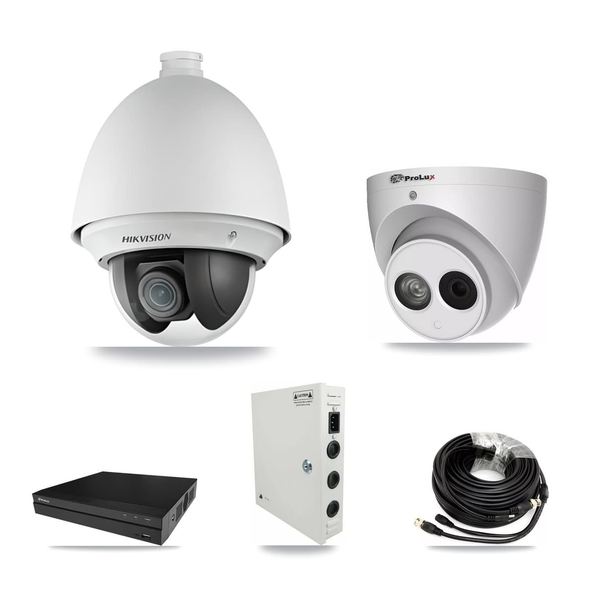 Hikvision & Prolux 8-Channel 2MP – 4MP CCTV Kit — 3 2MP PTZ + 1 4MP Turret Cameras + 3TB Recording (PXD-5208AN Recorder)