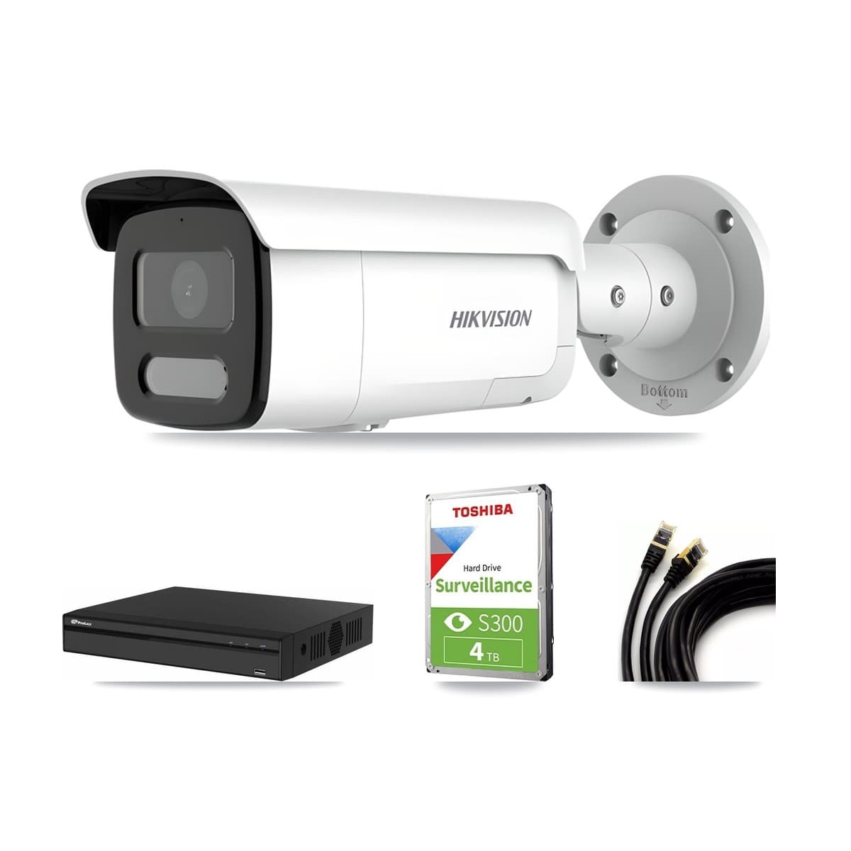 Hikvision & Prolux 4-Channel 4MP CCTV Kit — 3 Bullet Cameras + 4TB Recording