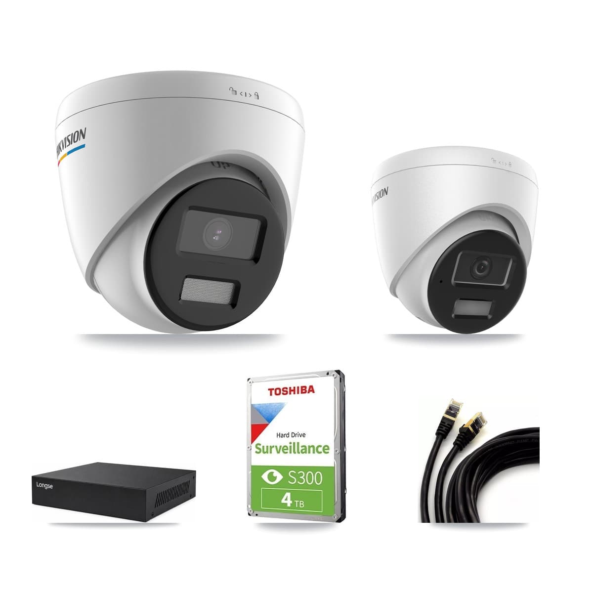 Hikvision & Longse 8-Channel 2MP – 4MP CCTV Kit — 4 2MP + 1 4MP Turret Cameras + 4TB Recording