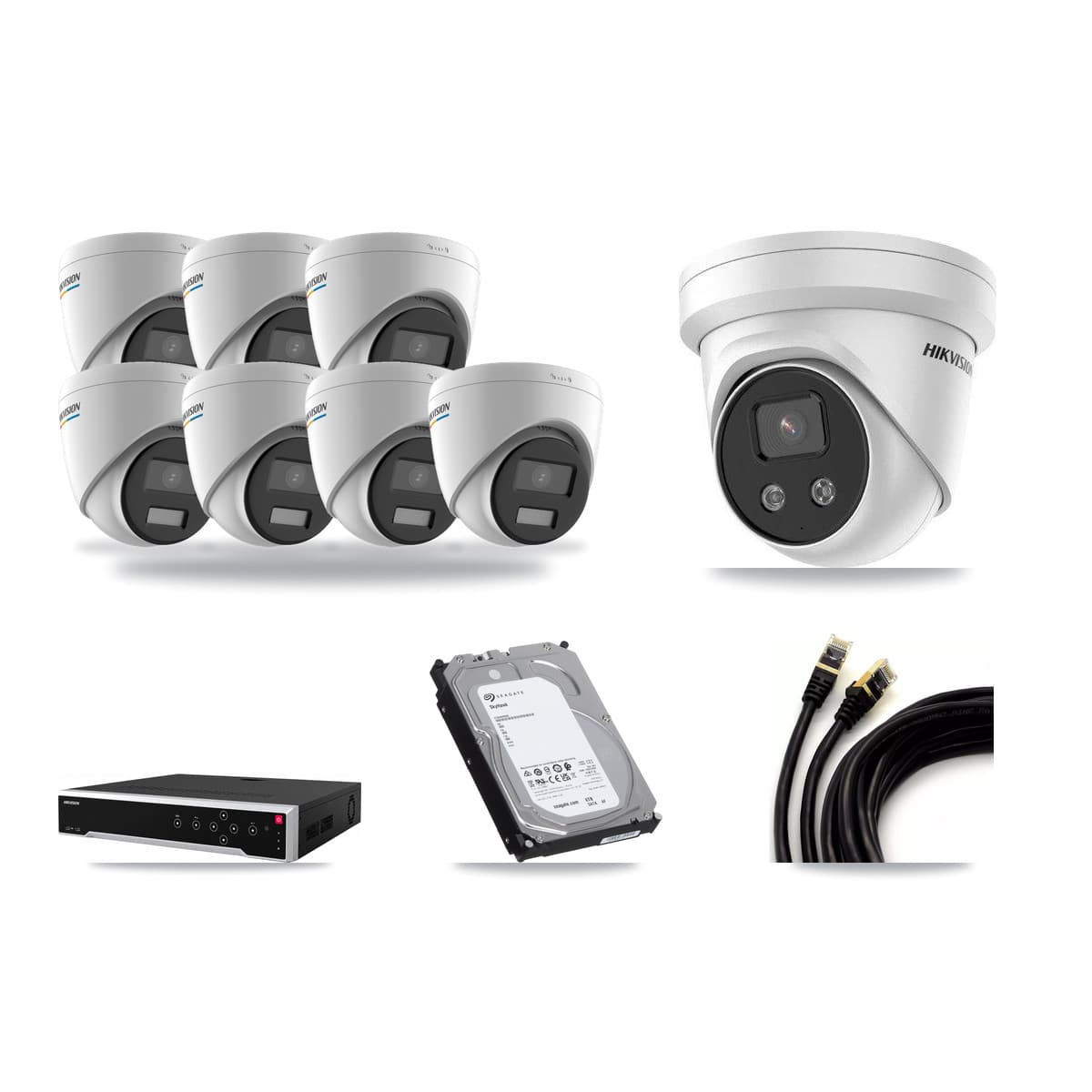 Hikvision 32-Channel 2MP – 5MP CCTV Kit — 7 2MP + 1 5MP Turret Cameras + 6TB Recording - Image 1