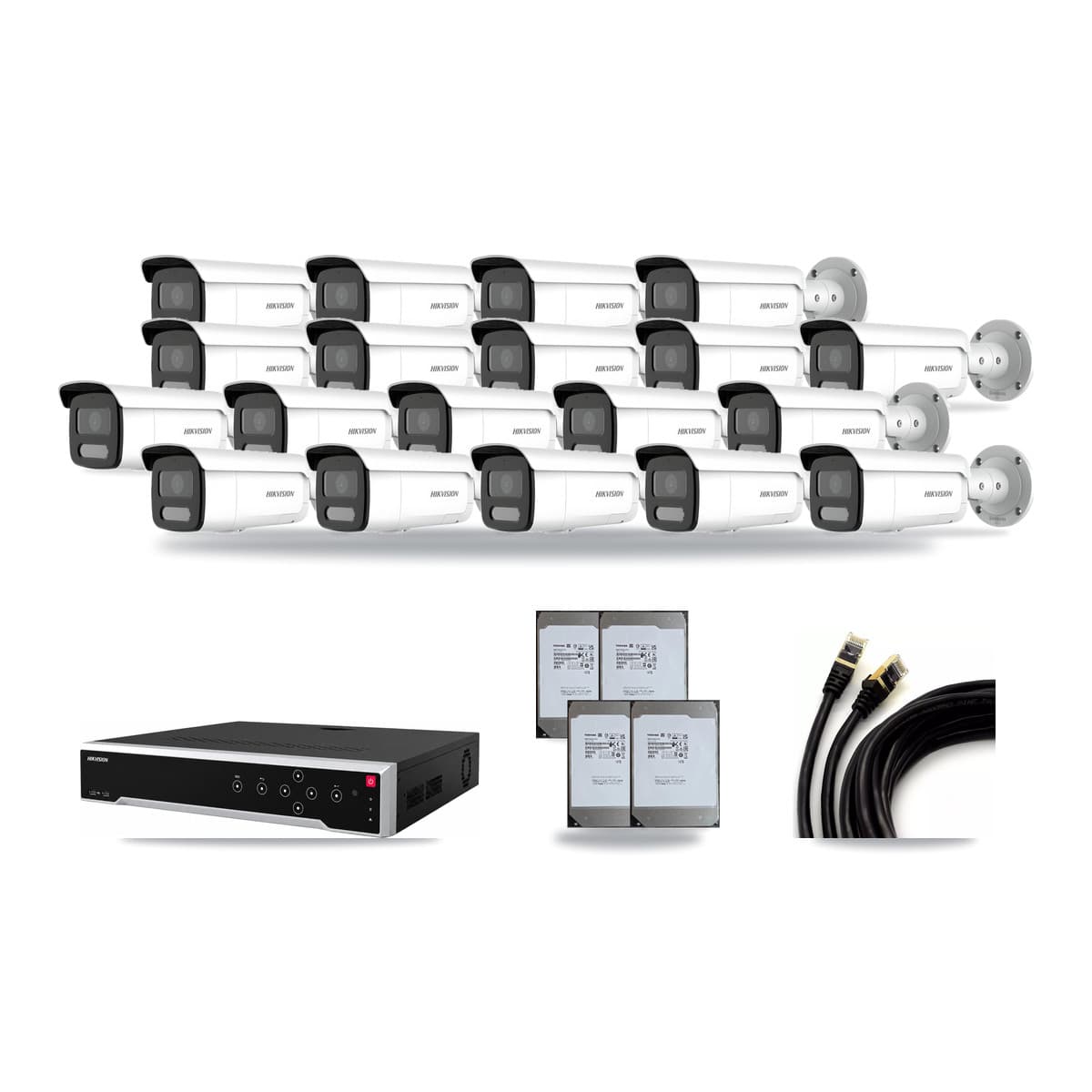Hikvision 32-Channel 4MP CCTV Kit — 19 Bullet Cameras + 4× 14TB Recording - Image 1