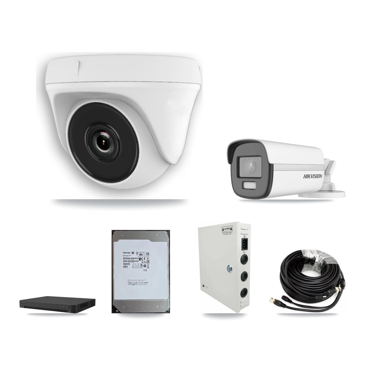 Hikvision 16-Channel 2MP – 4K CCTV Kit — 1 4K Bullet + 14 2MP Dome Cameras + 14TB Recording