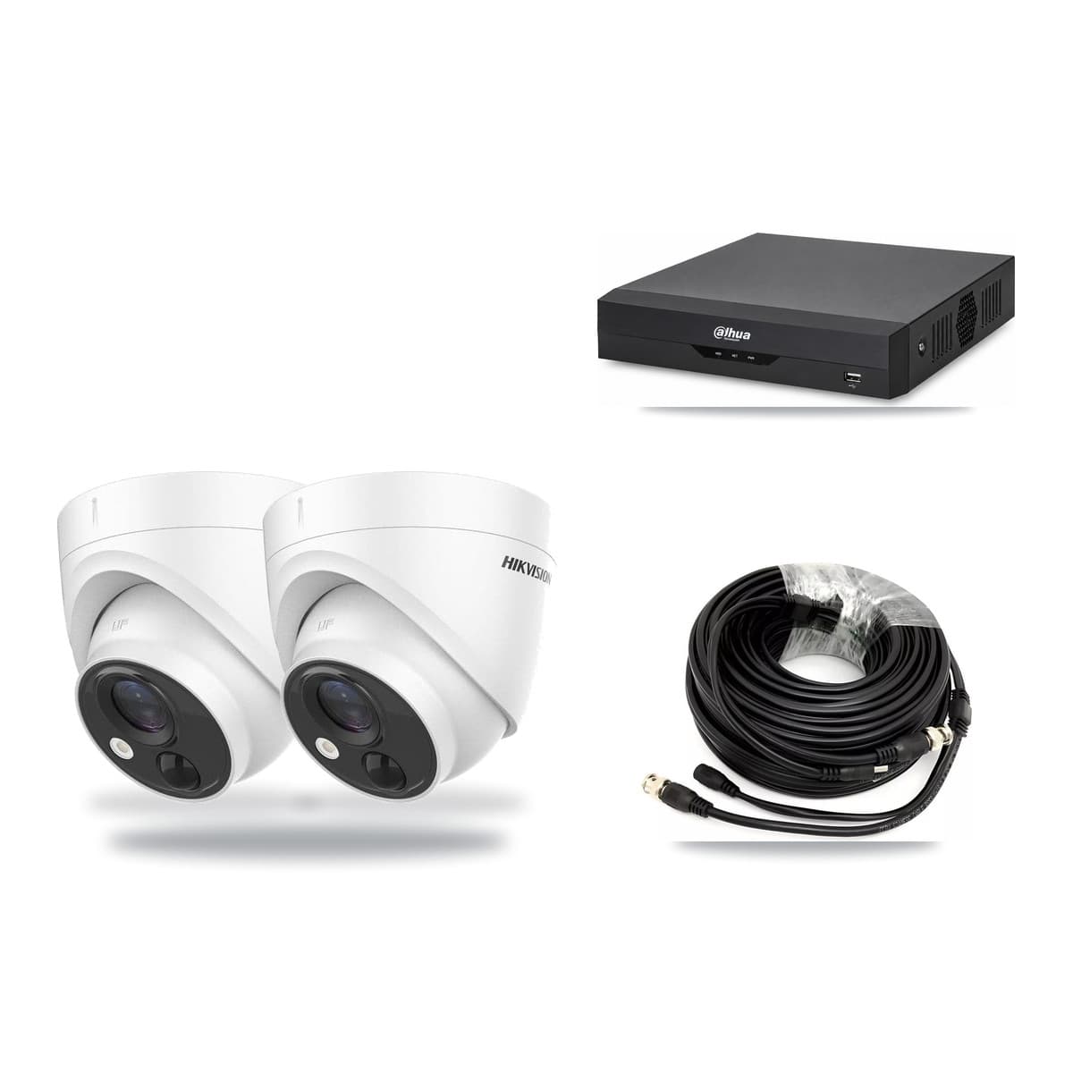 Hikvision & Dahua 4-Channel 5MP CCTV Kit — 2 DS-2CE71H0T Turret Cameras + 3TB Recording - Image 1