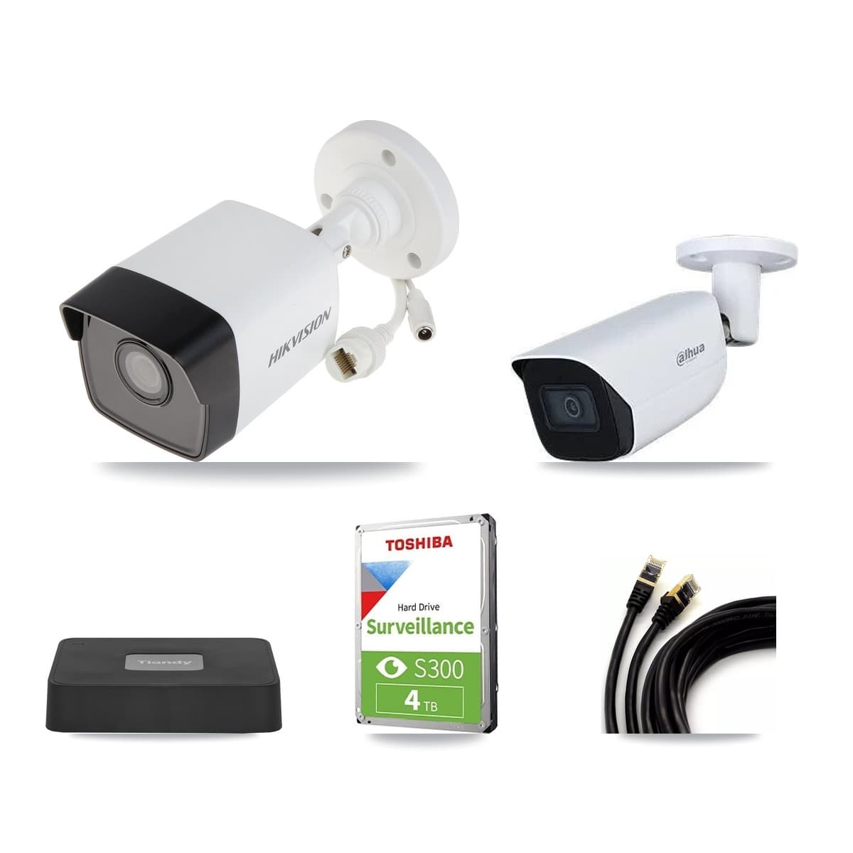 4-Channel 5MP CCTV Kit — 2 DS-2CD1053G0 + 1 IPC-HFW3541E Bullet Cameras + 4TB Recording (TC-R3104-4CH Recorder)