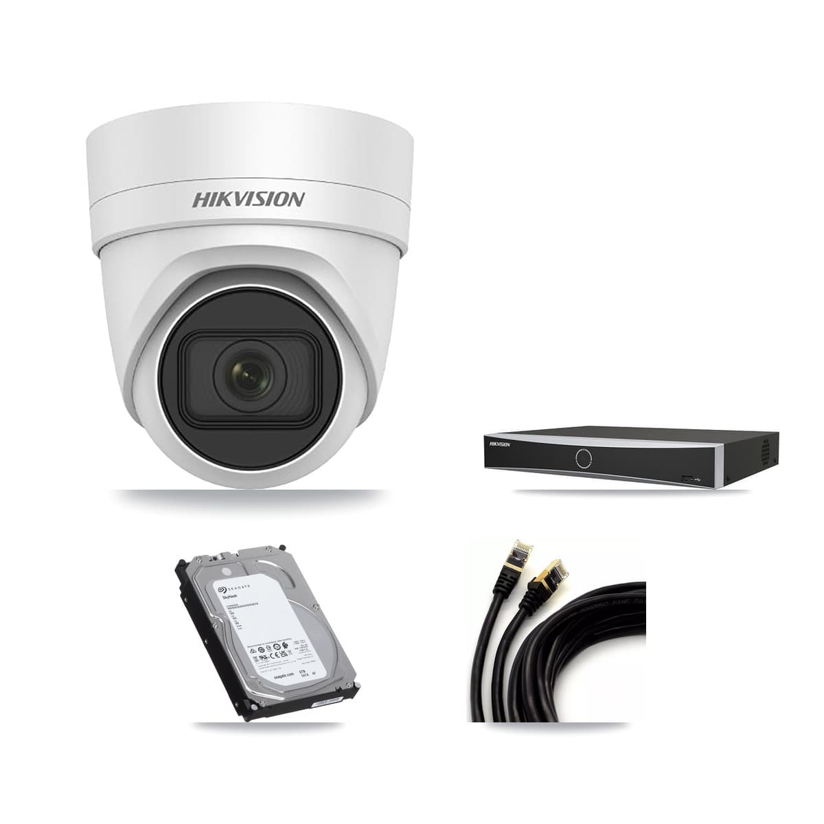 Hikvision 4-Channel 4MP CCTV Kit — 2 DS-2CD2H45FWD Turret Cameras + 6TB Recording