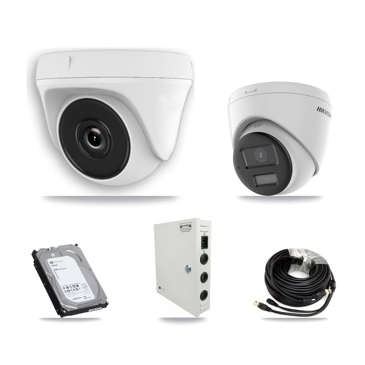Hikvision 32-Channel 2MP – 4K CCTV Kit — 5 4K Turret + 10 White 2MP Dome Cameras + 3× 6TB Recording