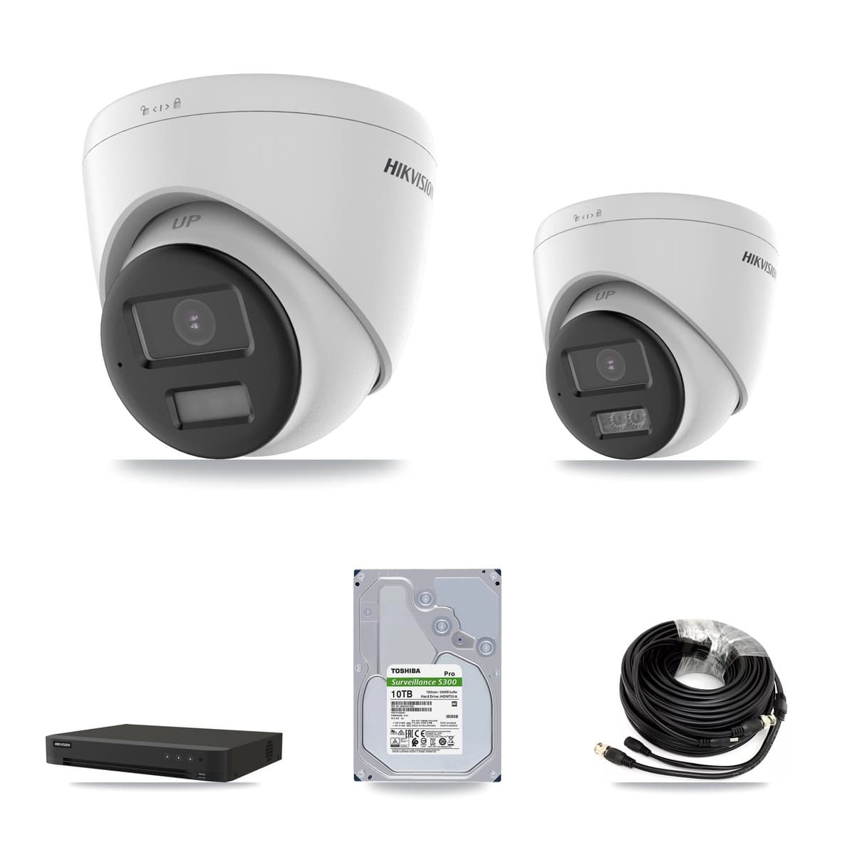 Hikvision 16-Channel 5MP CCTV Kit — 6 DS-2CE78K0T + 2 DS-2CE78K0T Turret Cameras + 10TB Recording (IDS-7216HQHI Recorder)