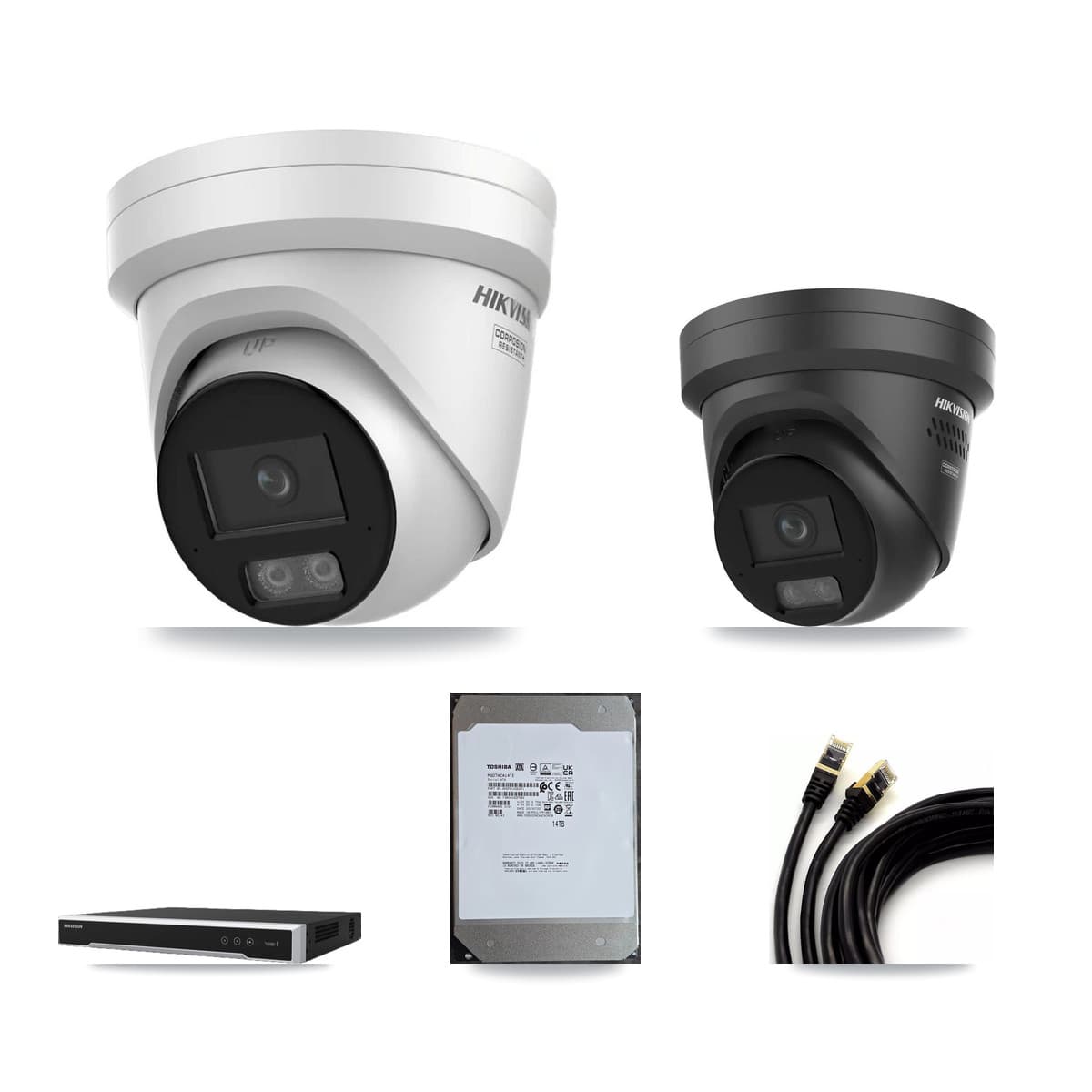 Hikvision 16-Channel 4K CCTV Kit — 5 + 2 Black Turret Cameras + 14TB Recording - Image 1