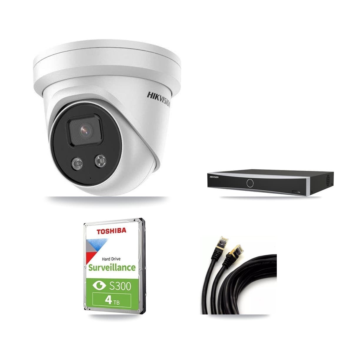 Hikvision 4-Channel 5MP CCTV Kit — 3 DS-2CD3356G2 Turret Cameras + 4TB Recording