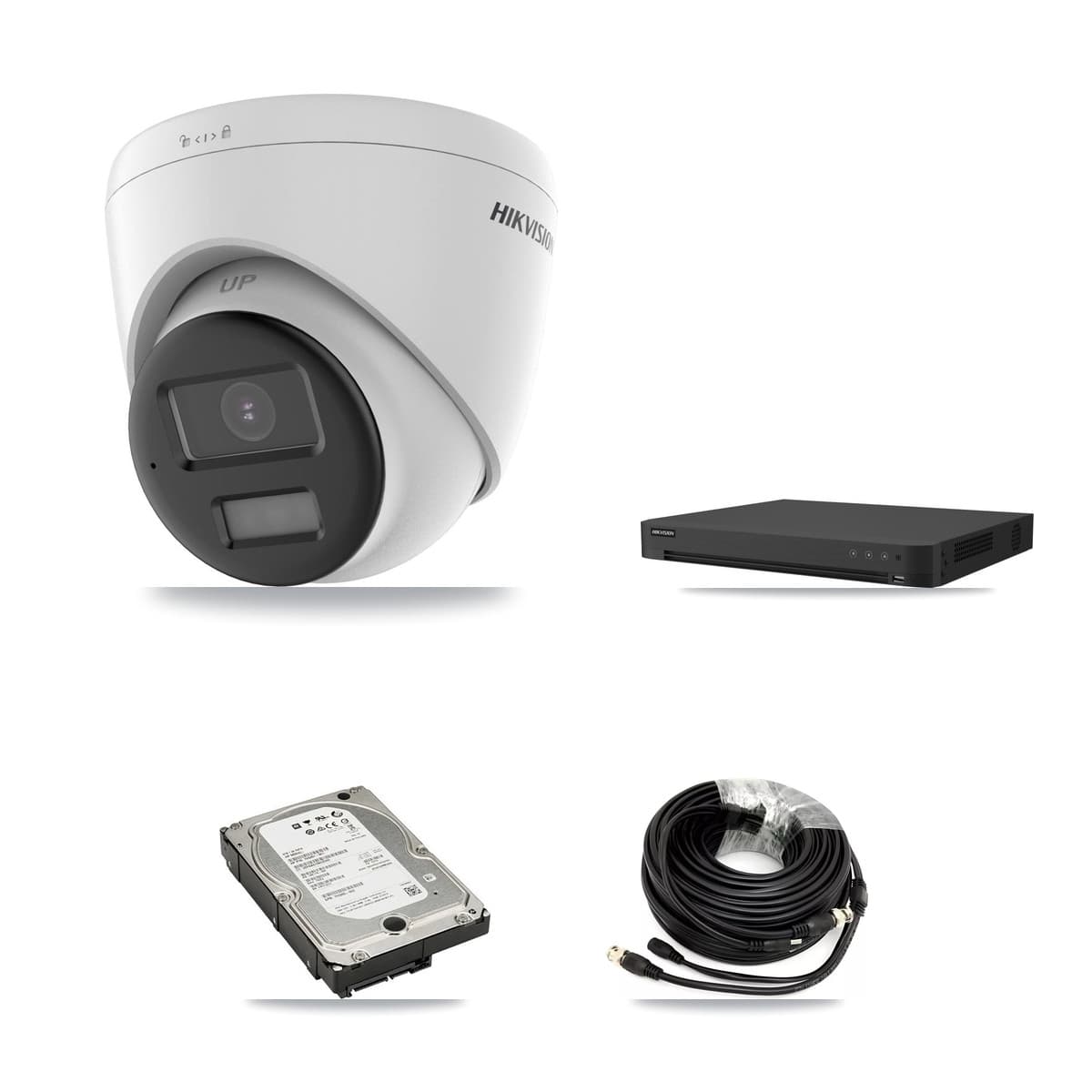Hikvision 16-Channel 5MP CCTV Kit — 6 DS-2CE78K0T-LPTS Turret Cameras + 8TB Recording (IDS-7216HUHI-M2/XT Recorder)