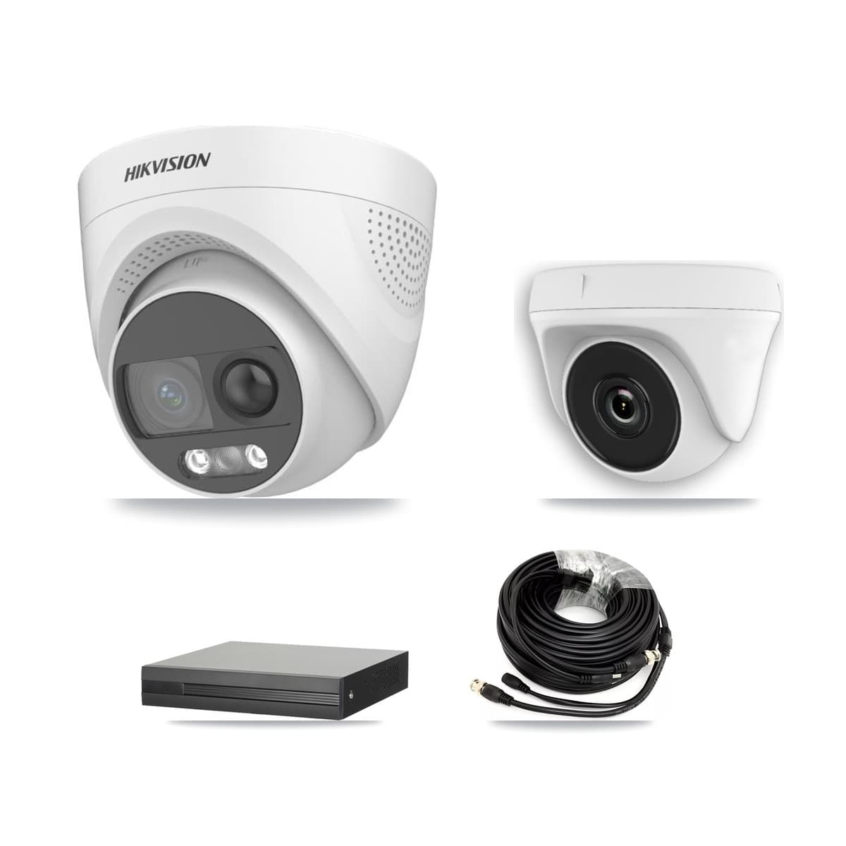 Hikvision 8-Channel 2MP – 5MP CCTV Kit — 2 DS-2CE72KF3T 5MP Turret + 1 White HDT-2MP-N20W 2MP Dome Cameras + 3TB Recording (XVR-3108HS Recorder)