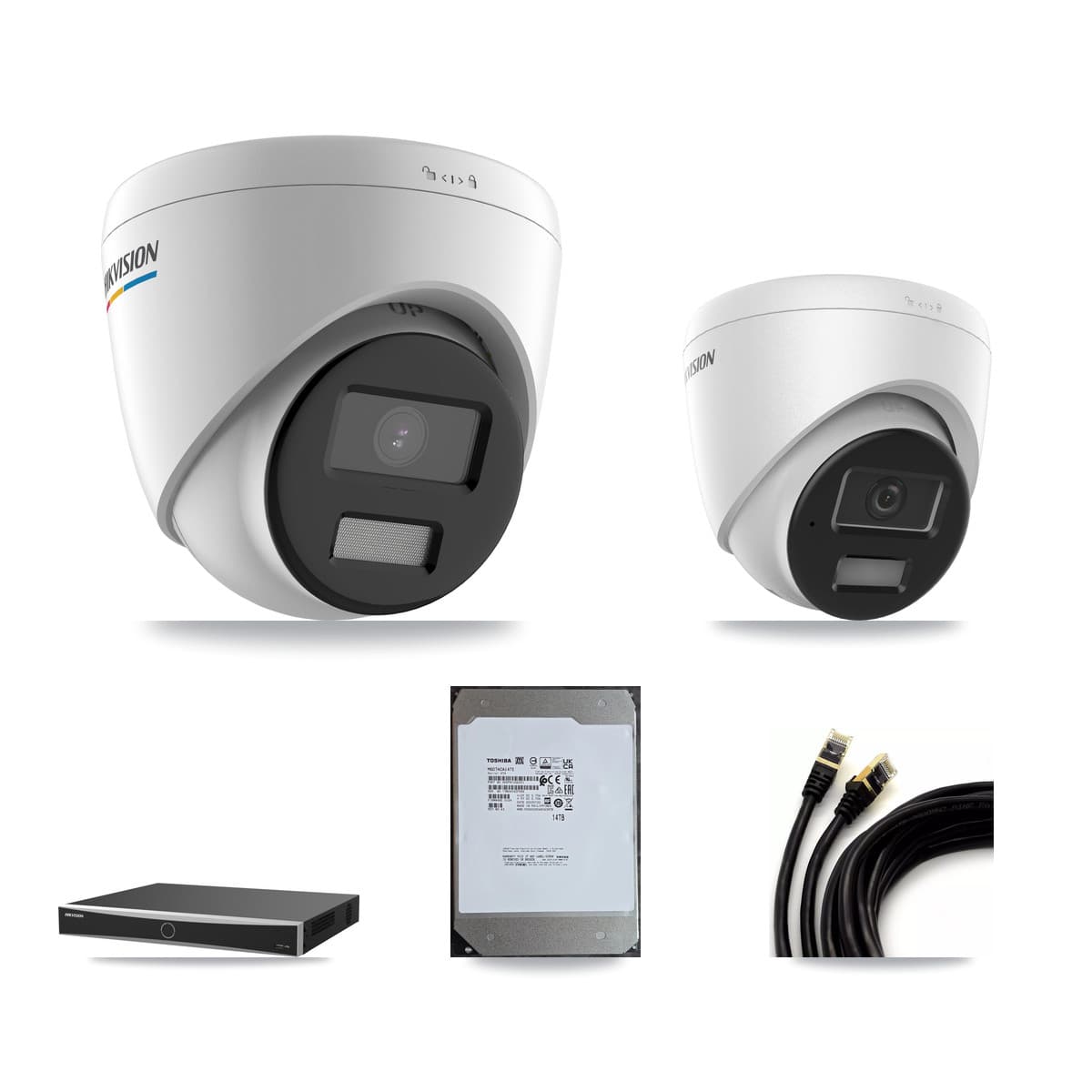 Hikvision 16-Channel 2MP – 4MP CCTV Kit — 11 2MP + 5 4MP Turret Cameras + 14TB Recording