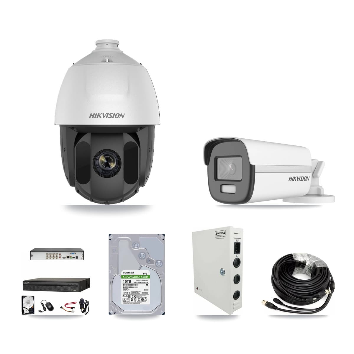 Hikvision & Dahua 8-Channel 2MP – 4K CCTV Kit — 3 2MP PTZ + 3 4K Bullet Cameras + 10TB Recording (XVR-3108AD Recorder) - Image 1