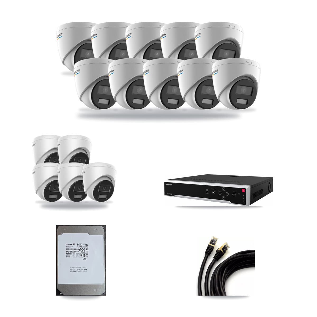 Hikvision 32-Channel 2MP – 4MP CCTV Kit — 10 2MP + 5 4MP Turret Cameras + 14TB Recording - Image 1