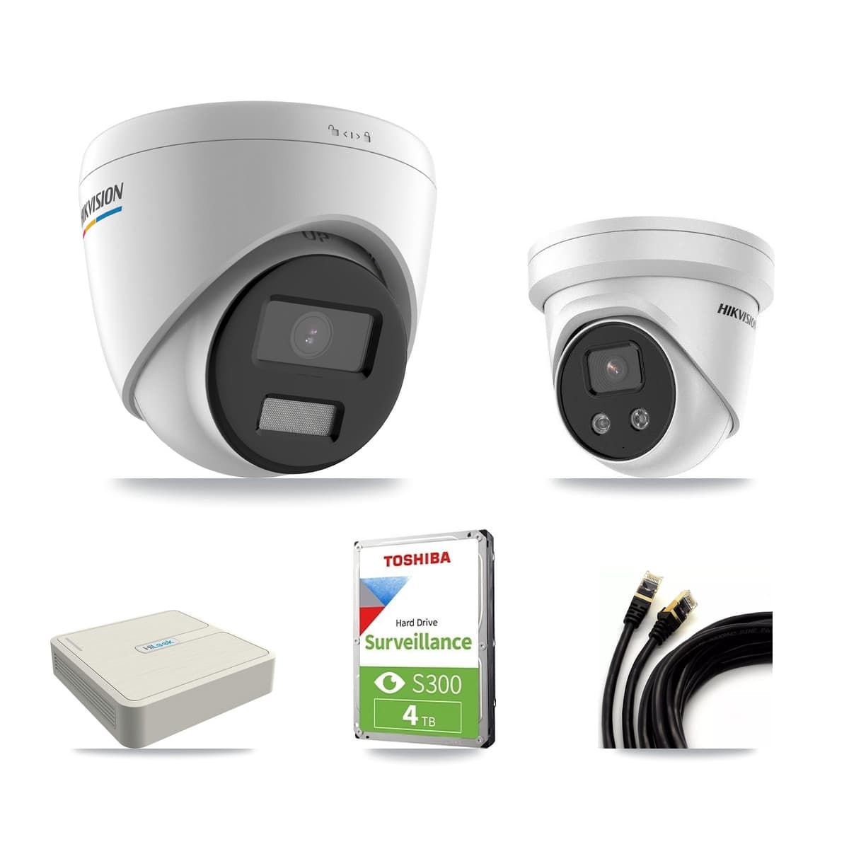 Hikvision & HiLook 8-Channel 2MP – 5MP CCTV Kit — 4 2MP + 1 5MP Turret Cameras + 4TB Recording (NVR-108H-D Recorder)
