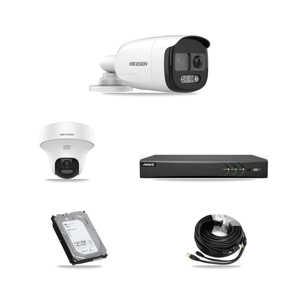 ANNKE AN-DV4-8MP-D941BB 4-Channel DVR CCTV Kit — 3× Hikvision DS-2CE12KF3T-PIRXO Bullet + 1× Hikvision DS-2CE70K0T-PTLTS Turret 5MP Cameras + 6TB HDD
