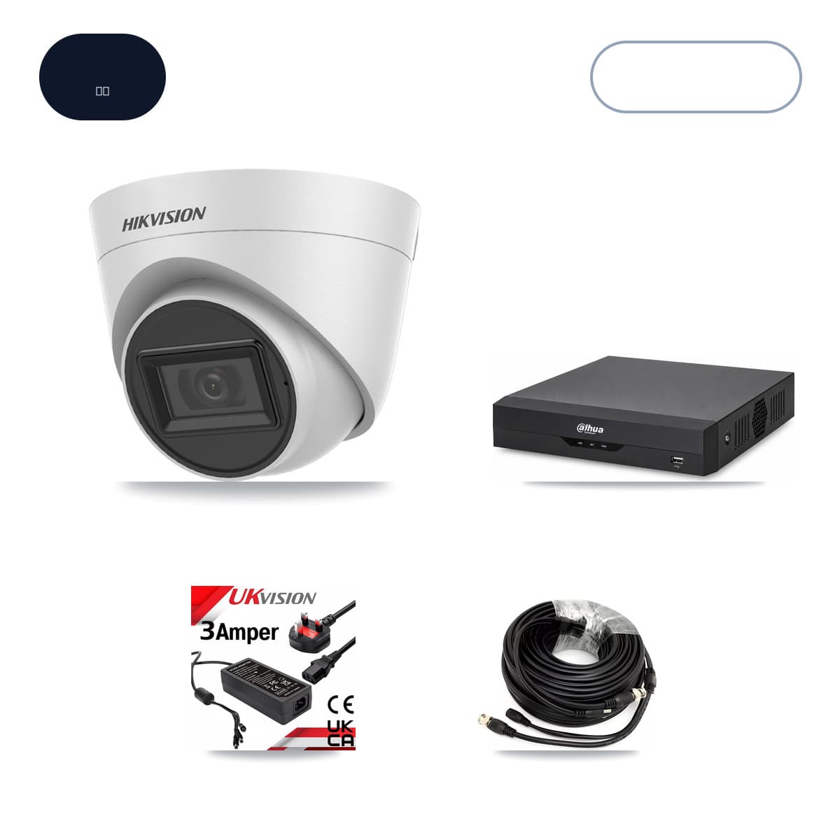 Hikvision & Dahua 4-Channel 5MP CCTV Kit — 4 White Turret Cameras + 6TB Recording