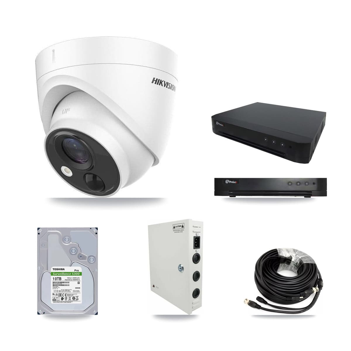 Hikvision & Prolux 16-Channel 5MP CCTV Kit — 9 DS-2CE71H0T Turret Cameras + 10TB Recording - Image 1