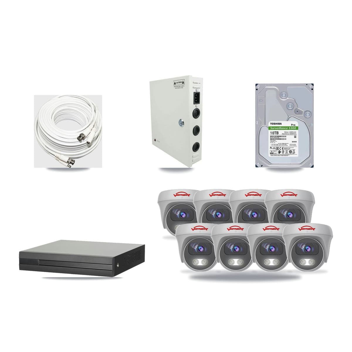8-channel CCTV kit: 8 cameras (8× 5MP Camera), 10TB hard drive