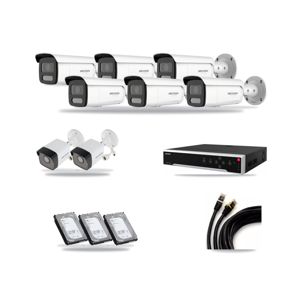 Hikvision 32-Channel 5MP – 4K CCTV Kit — 2 5MP + 6 White 4K Bullet Cameras + 3× 6TB Recording - Image 1