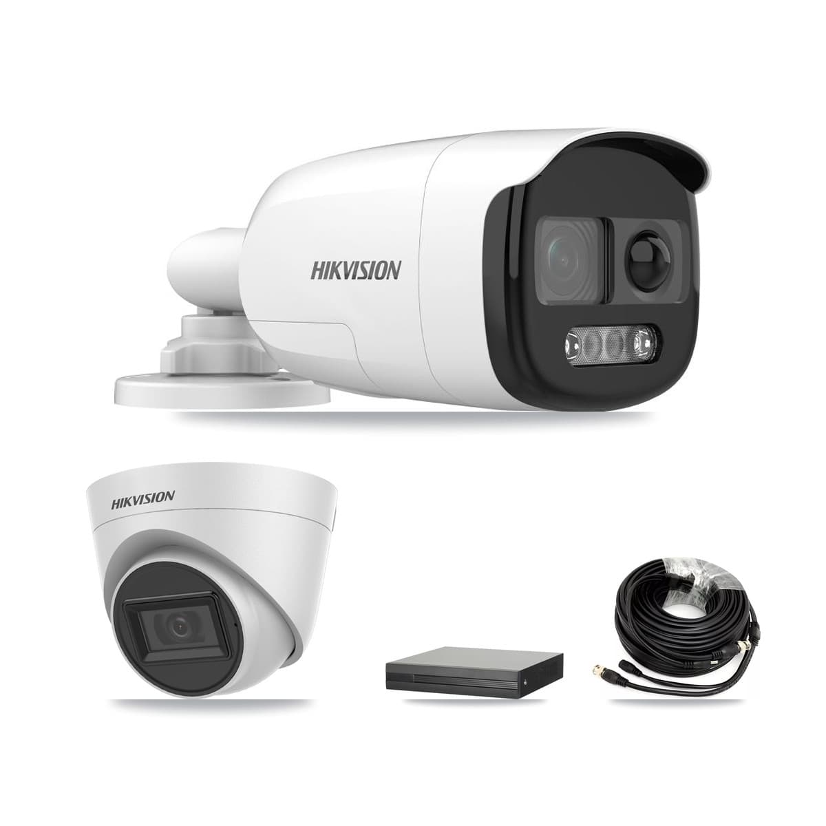 Hikvision 8-Channel 5MP CCTV Kit — 3 Bullet + 3 White Turret Cameras + 8TB Recording (XVR-3108HS Recorder)