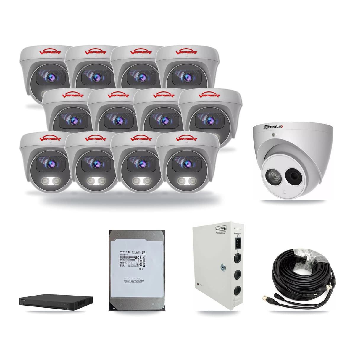 16-Channel 4MP – 5MP CCTV Kit — 1 4MP Turret + 12 5MP Cameras + 14TB Recording - Image 1