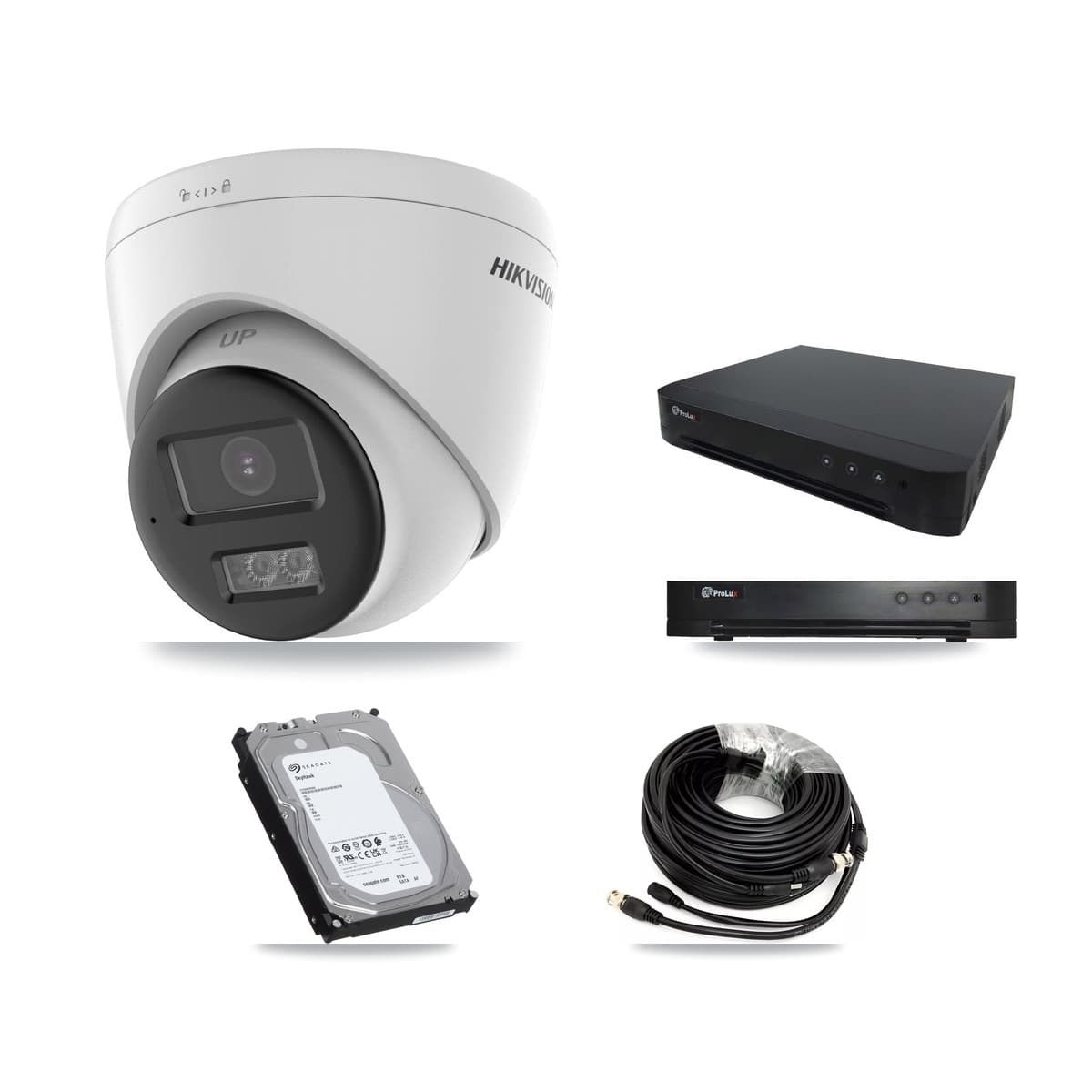 Hikvision & Prolux 16-Channel 5MP CCTV Kit — 8 DS-2CE78K0T-LTS Turret Cameras + 6TB Recording (PXD-8216-HYK4MP Recorder)
