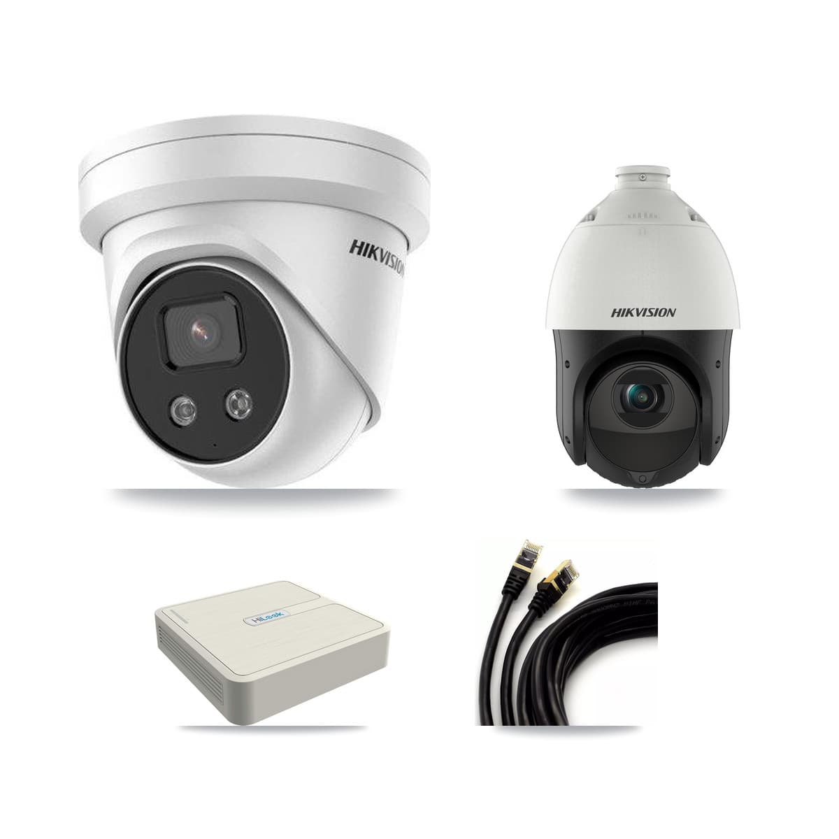 Hikvision & HiLook 8-Channel 4MP – 5MP CCTV Kit — 1 5MP Turret + 1 4MP PTZ Cameras + 3TB Recording (NVR-108H-D Recorder) - Image 1