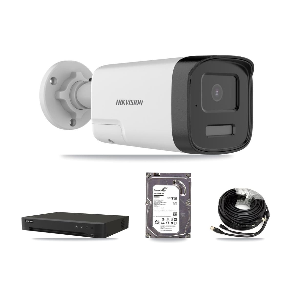 Hikvision 8-Channel 5MP CCTV Kit — 4 DS-2CE17K0T-LXTS Bullet Cameras + 2TB Recording (IDS-7208HUHI-M1/XT Recorder)