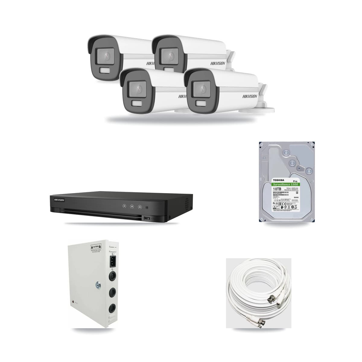 Hikvision 4-Channel 4K CCTV Kit — 4 Bullet Cameras + 10TB Recording (DS-7204HUHI Recorder) - Image 1