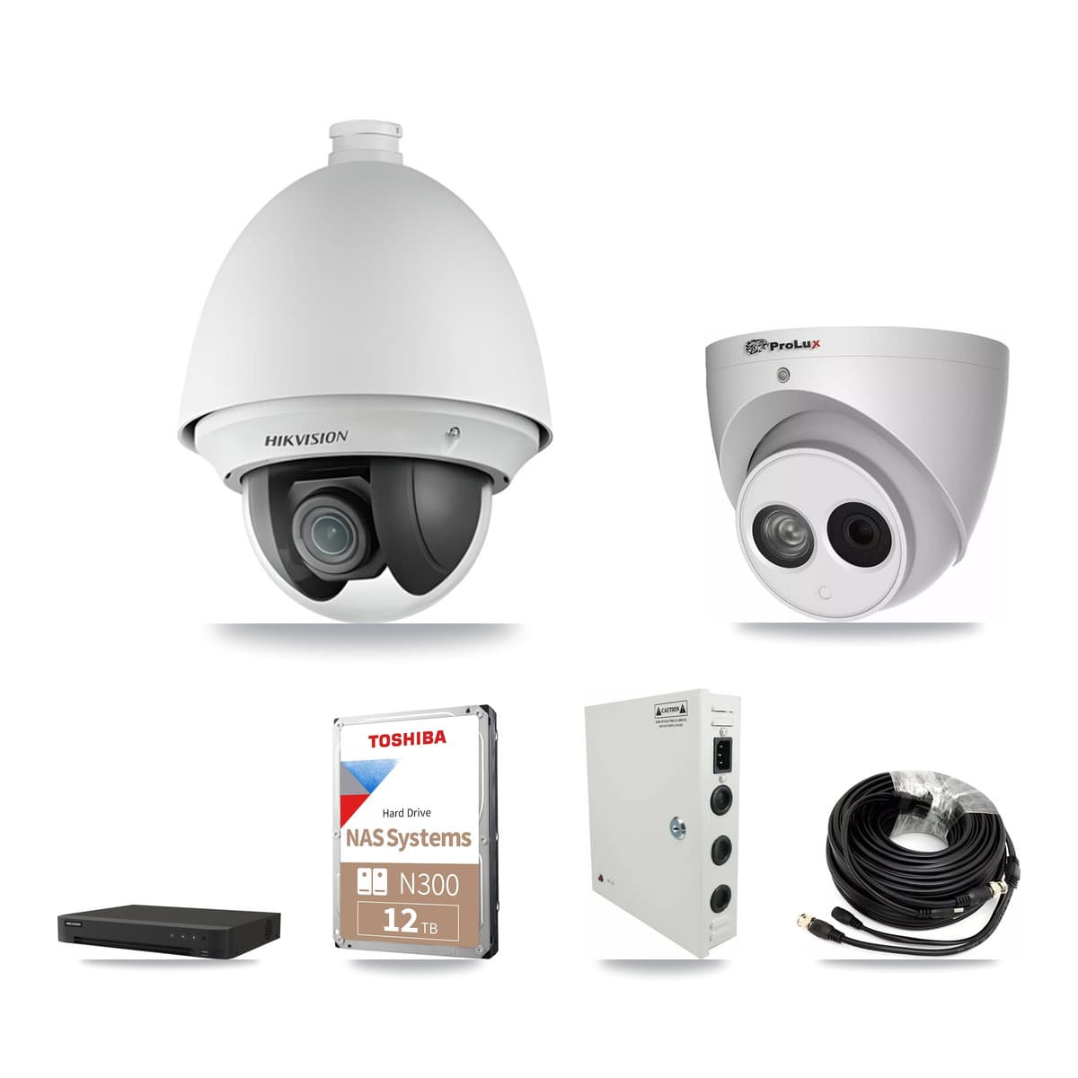 Hikvision & Prolux 16-Channel 2MP – 4MP CCTV Kit — 15 2MP PTZ + 1 4MP Turret Cameras + 12TB Recording