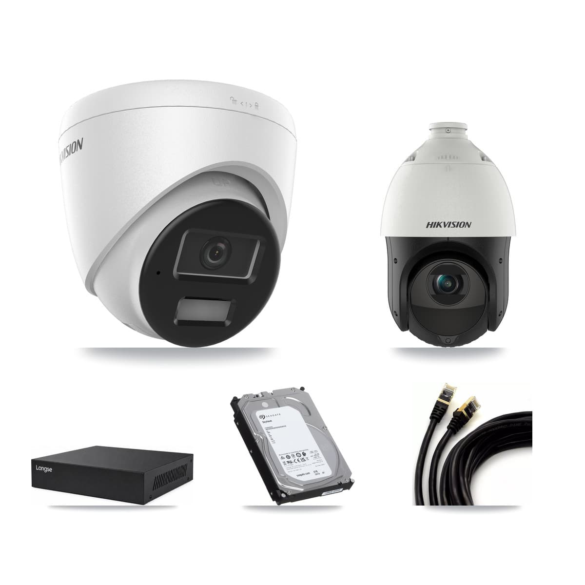 Hikvision & Longse 8-Channel 4MP CCTV Kit — 4 Turret + 1 PTZ Cameras + 6TB Recording - Image 1