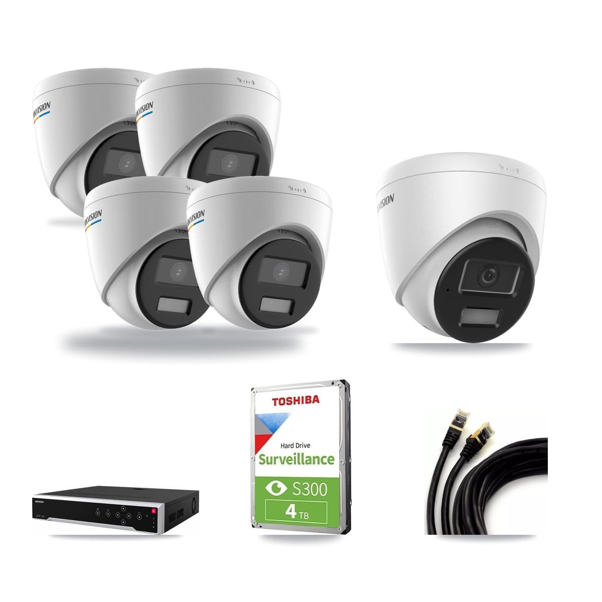 Hikvision 32-Channel 2MP – 4MP CCTV Kit — 4 2MP + 1 4MP Turret Cameras + 4TB Recording - Image 1