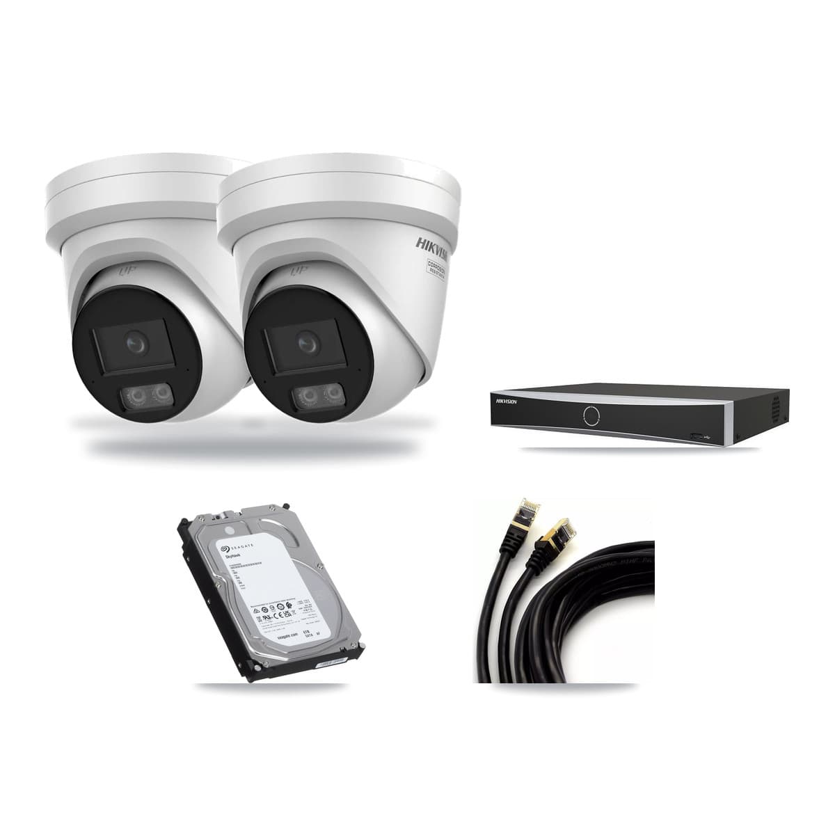 Hikvision 4-channel CCTV kit: 2 cameras (2× 4K Turret), 6TB hard drive