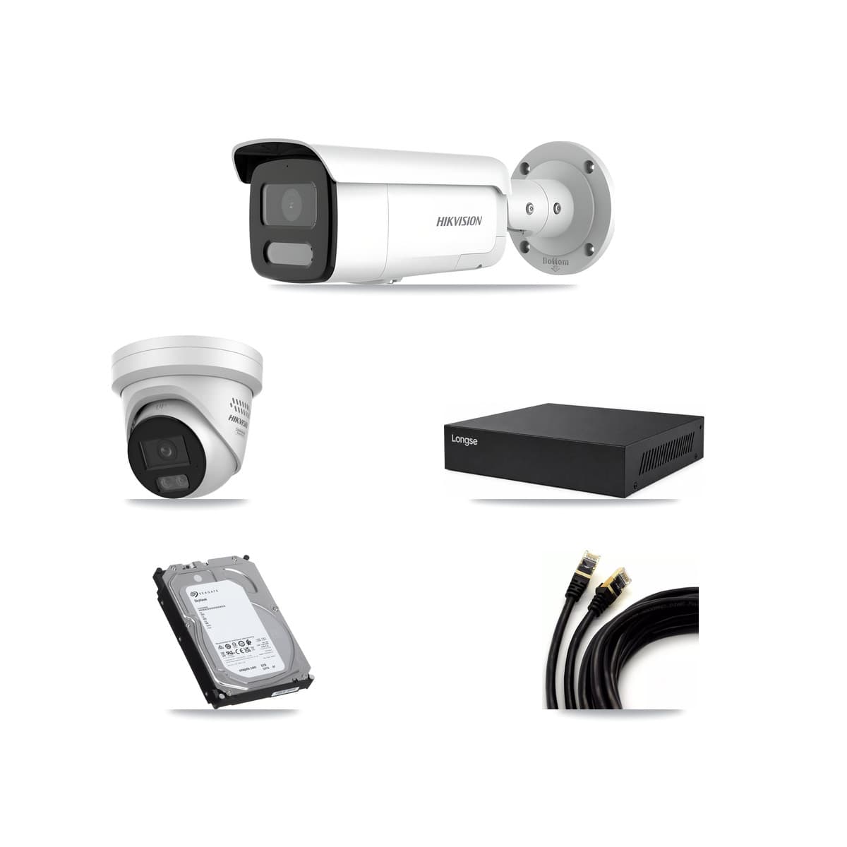 Hikvision & Longse 8-Channel 4MP CCTV Kit — 1 Turret + 4 Bullet Cameras + 6TB Recording