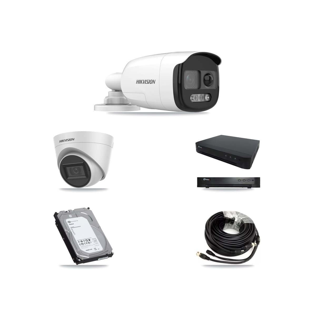 Hikvision & Prolux 16-Channel 5MP CCTV Kit — 4 Bullet + 1 White Turret Cameras + 6TB Recording