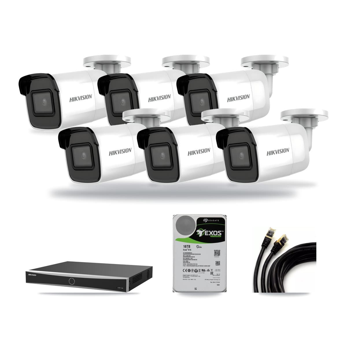 Hikvision 16-Channel 4K CCTV Kit — 6 Bullet Cameras + 16TB Recording (DS-7616NXI Recorder) - Image 1