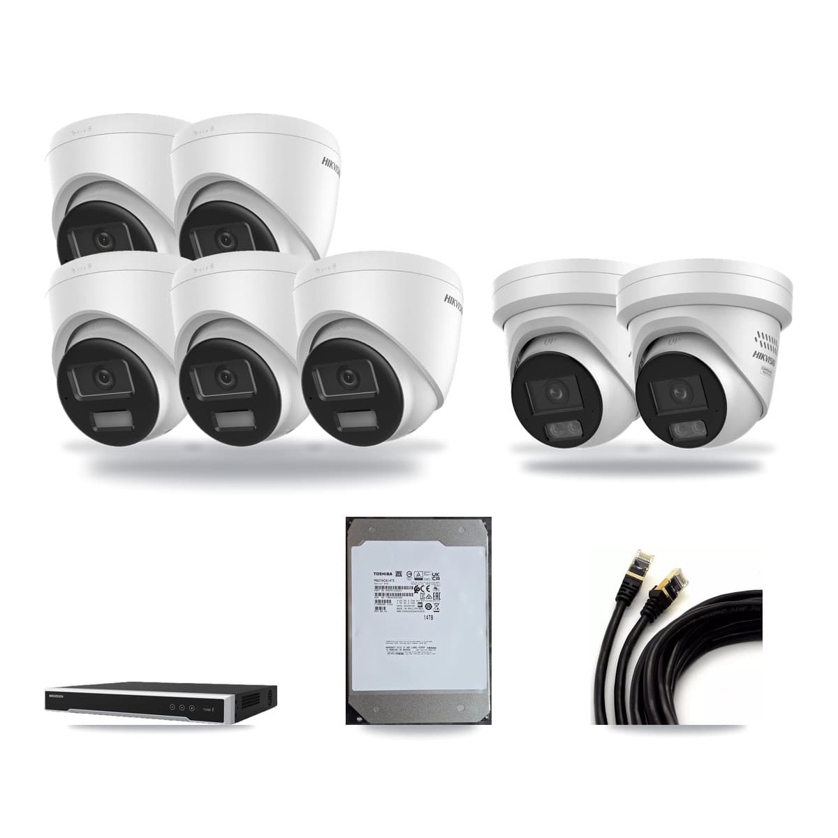 Hikvision 8-Channel 4MP – 4K CCTV Kit — 5 4K + 2 4MP Turret Cameras + 14TB Recording - Image 1